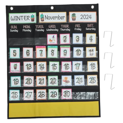 UTHCLO Wandkalender Taschenkarte Wöchentliche Kalendertasche Kalender und Wetter Taschendiagramm Klassenzimmer Kalender Taschentasche Kinderkalender Klassenzimmerversorgung mit Lernkarten von UTHCLO