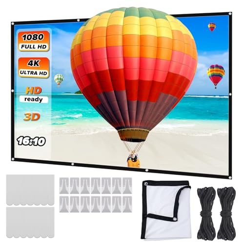 Beamer Leinwand 120 Zoll, 16:9 HD, Tragbare Faltbare Projektor Leinwand 275x156 cm, Doppelseitig für Outdoor, Camping und Heimkino von UVVRUR