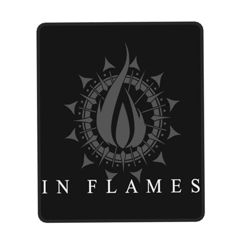 UYETSGDFG In band Flames Mauspad, 25,4 x 30,5 cm, Metall, rutschfeste Gummiunterseite, abschließbarer Rand, für Gaming und Büro von UYETSGDFG