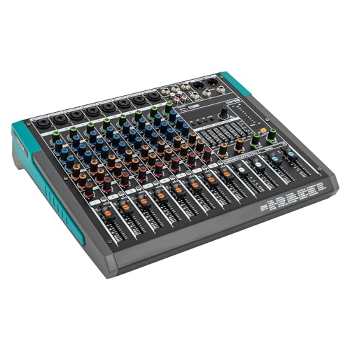 8 Kanal Tragbarer Bluetooth Audio Mixer,Sound Console Amplifier Mischkonsole Live-Übertragungsraum Audio Mischpult USB LCD-Display,Verwendet Für Aufnahmestudios,Professionelle Bühnenvorstellungen von UYRTOY