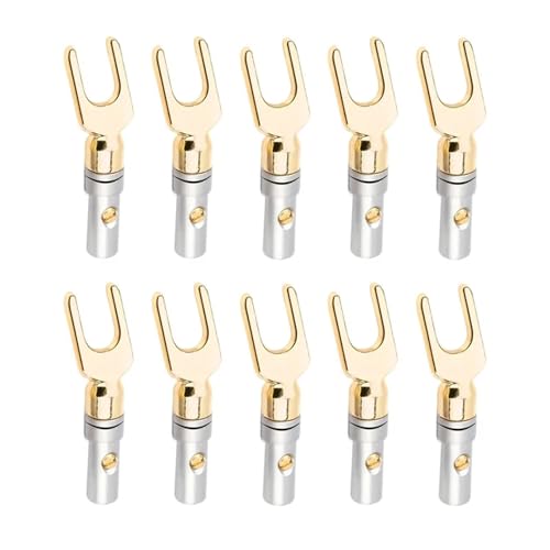 10 Stücke Y/U Typ Banana Anschlüsse Lautsprecher Banana Stecker Kabel Audio Draht Stecker Schraube Lock Gabel Spaten(10 Black) von UYUUBNK