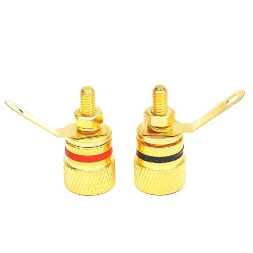 Vergoldeter 4-mm-Bananenstecker, 4-mm-Bananenbuchsen-Klinkenstecker, Audio-Horn-Stromlautsprecher-Verstärker-Klinkenanschluss(2Pcs Red) von UYUUBNK