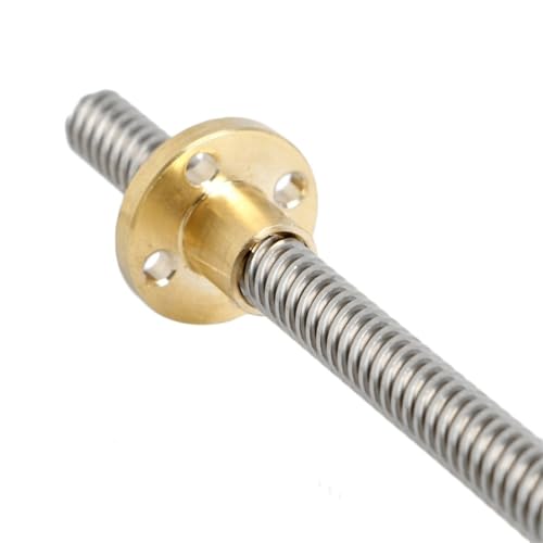 Gewindestange mit Messingmutter， Vollgewindestange Schraubensteigung Edelstahl T8 Schrittmotor-Leitspindel 8 mm Durchmesser Trapezgewinde Schraubenstange T8-Leitspindel mit Messingflanschmutter Wellen von UZAMIRLEX