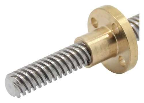 Gewindestange mit Messingmutter， Vollgewindestange Schraubensteigung Tr25X5 Trapezgewindestange Schrittmotor-Schraubenstange mit Mutter 5 mm Steigung 5 mm Führung T25 Führungswellenmutter(800mm) von UZAMIRLEX