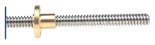 Gewindestange mit Messingmutter， Vollgewindestange Spindelsteigung T8 Steigung 1 mm 1,5 mm 2 mm 2,5 mm Steigung 2 mm 4 mm 8 mm 12 mm 14 mm 16 mm 20 mm Steigung Trapezgewinde Spindelwellenmutter(1mm Pi von UZAMIRLEX