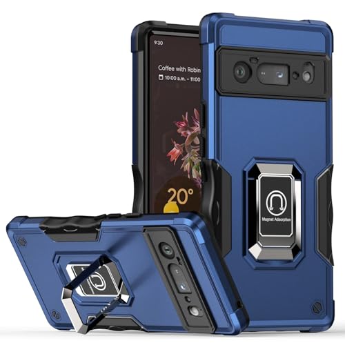 Handyhülle für Google Pixel 7/Pixel 7 Pro Militärstandard Stoßfest Handyhülle mit 3-Wege-Ständer Magnetische Autohalterung Schutzhülle TPU Bumper Kickstand Case (Blue1,Pixel 7 Pro) von UZQFSGXA