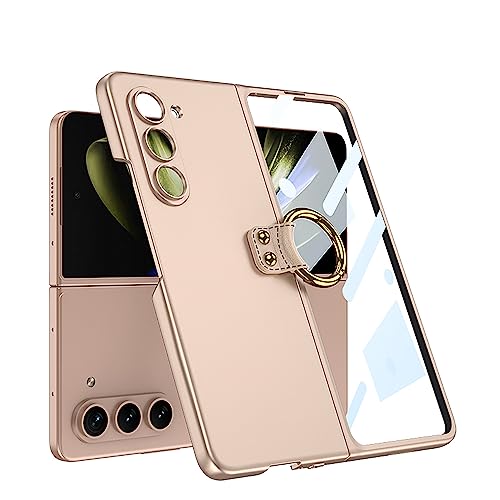 UZQFSGXA Ultradünn Hülle Für Samsung Galaxy Z Fold 5, Stoßdämpfung Handyhülle Mit Ringhalter, Sturzfeste Anti-Fingerabdruck Schutzhülle Case,Gold von UZQFSGXA