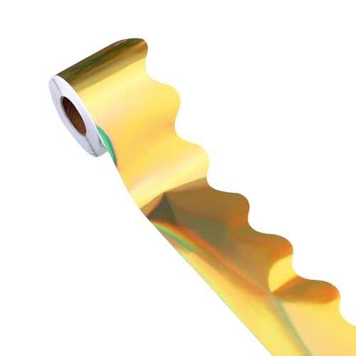Ubxvamm Goldene Pinnwand-Bordüre, fächerförmige Bordüre, Schulanfang, Pinnwand, Aufkleber, Pinnwand, Bordüre für Klassenzimmer von Ubxvamm