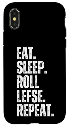 Hülle für iPhone X/XS Eat Sleep Roll Lefse. Wiederholung. Lustiger norwegischer Leckerbissen Midwest von Uff Da Apparel Co.