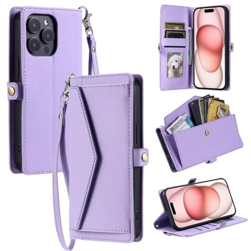 Handykette für Samsung Galaxy A35 Hülle Lederhülle, Samsung Galaxy A35 Handyhülle Leder Tasche Case mit Kartenfach Kordel zum Umhängen Necklace Schutzhülle für Samsung Galaxy A35,Lila von Ufgoszvp