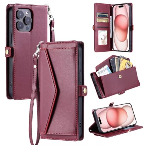 Handykette für Samsung Galaxy A54 5G Hülle Lederhülle, Samsung Galaxy A54 5G Handyhülle Leder Tasche Case mit Kartenfach Kordel zum Umhängen Necklace Schutzhülle für Samsung Galaxy A54 5G,rot von Ufgoszvp