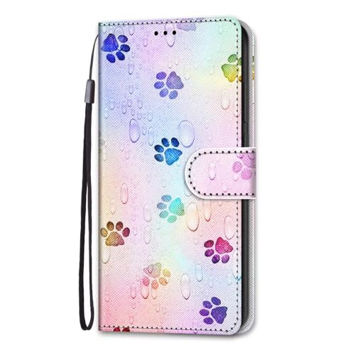 Lederhülle für Motorola Moto G24/G04 Hülle Leder Handyhülle Flip Case PU Tasche Wallet Schutzhülle Bookstyle Ständer Kartensätze Magnetisch Handytasche für Motorola Moto G24/G04 Handy Hülle Fußabdruck von Ufgoszvp