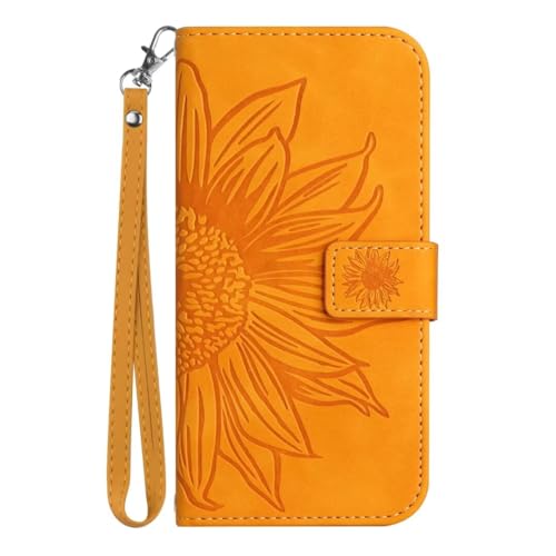 Lederhülle für Oppo Reno12 F 5G/Reno12 F 4G Sonnenblume Flip Hülle Wallet Case Handyhülle PU Leder Tasche Cover Kartensteckplätzen Schutzhülle für Oppo Reno12 F 5G/Reno12 F 4G Handy Hüllen gelb von Ufgoszvp