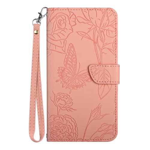 Lederhülle für Xiaomi Redmi A3 Flip Hülle Wallet Case Schmetterling Handyhülle PU Leder Tasche Case Kartensteckplätzen Schutzhülle für Xiaomi Redmi A3 Handy Hüllen rosa von Ufgoszvp