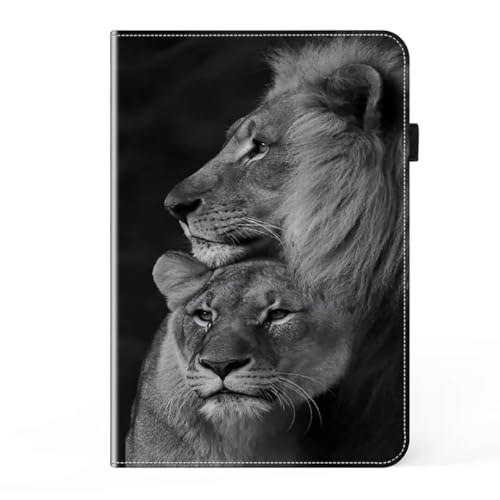 Tablette Hülle für iPad Pro 11 Zoll Case M4 (2024), Premium Leder Schützhülle Multi-Winkel Ständer Folio Cover Case für iPad Pro 11 Zoll Case M4 (2024), Löwen von Ufgoszvp