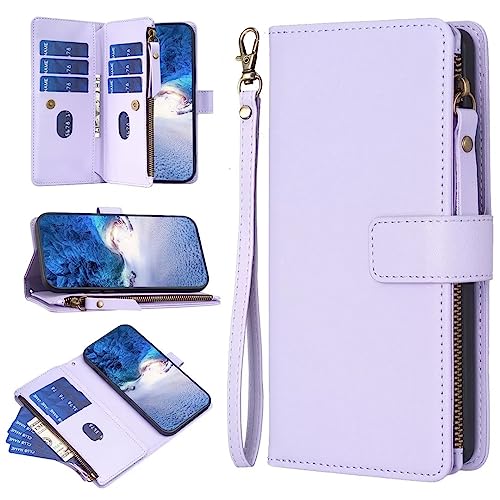 Ufgoszvp Handyhülle für Samsung Galaxy A55 Hülle Handytasche Reißverschluss Premium Lederhülle Klappbar Flip Wallet Tasche Magnet Kartenfach Standfunktion Schutzhülle für Samsung Galaxy A55, lila von Ufgoszvp