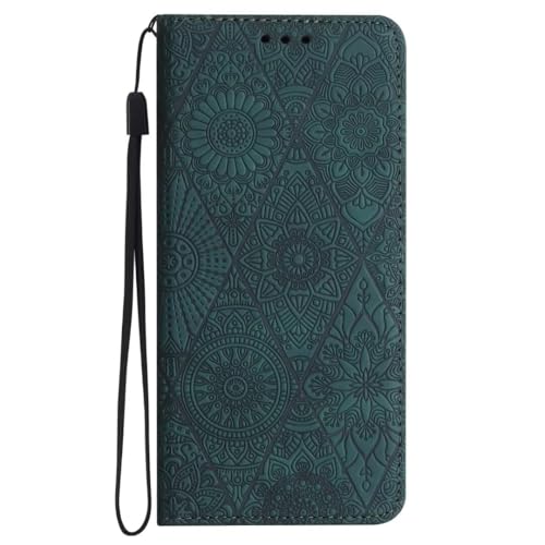 Ufgoszvp für Xiaomi Redmi A4 Hülle Leder Flip Case Xiaomi Redmi A4 Mandala Tasche Wallet Handyhülle Kunstleder Bookstyle Brieftasche Schutzhülle Handytasche Kartenfach Ständer Etui grün von Ufgoszvp