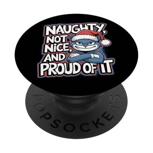 Lustige Anti-Weihnachtskatzen-Nikolausmütze, frech nicht schön PopSockets Klebender PopGrip von Ugly Christmas Grumpy Xmas Kids Men Women Tees