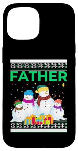 Hülle für iPhone 15 Lustiger Weihnachts-Pullover für den Vater, Schneemann, Familie, Schneefall von Ugly Christmas Sweater Matching Xmas Family Gifts