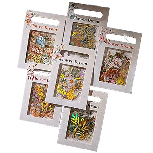 Uhidka 240 Stück Holografische Blumen-Eukalyptus-Scrapbooking-Aufkleber mit Klarem Hintergrund von Uhidka