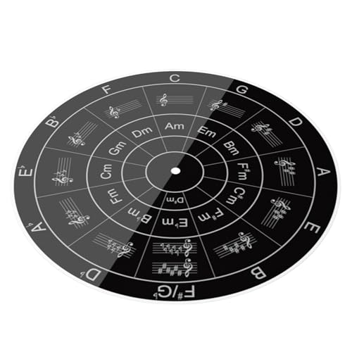 Uhngw Plattenspielerplatte, Acryl-Plattenspielermatte, Acryl-Plattenspieler mit Musiknotenmuster, antistatisch, straffer und definierter Bass, Plattenspieler-Plattenspieler-Matte für eine bessere von Uhngw