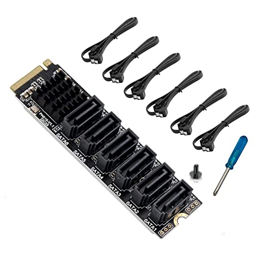 Uinfhyknd PCIE zu SATA 6Gpbsx6-Port Erweiterung Karte+SATA Kabel M.2 MKEY PCI-E Riser Karte M.2 NVME zu SATA3.0 ASM1166 Support PM von Uinfhyknd