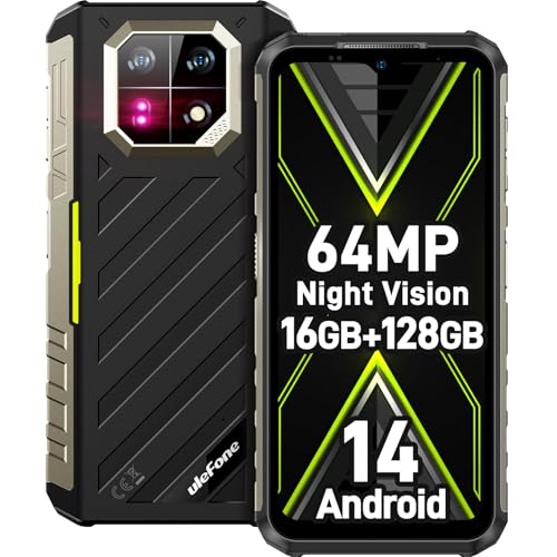 Ulefone Armor 22 Outdoor Smartphone 2025 16GB+128GB/512GB SD Octa Core Android 14, 64MP+64MP Nachtsicht 6600mAh 6.58” 120Hz Wasserdicht Handy 4G Dual SIM Fingerabdruck ID NFC 2-Jahr Garantie- Grün von Ulefone