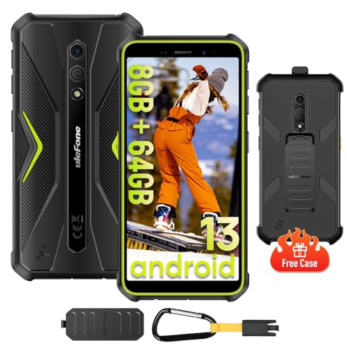 Ulefone Armor X12 Pro Outdoor Smartphone, 8GB + 64GB/SD-256GB Android 13 Handy, 4860mAh Akku 13MP+8MP Kamera 5,45'' HD+ IP68 Wasserdicht Outdoor Handy 4G,3-Karten Slot Face ID NFC OTG 2 Jahre Garantie von Ulefone