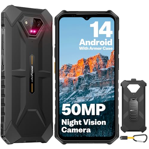 Ulefone Armor X13 Outdoor Handy Android 14 50MP+24MP Nachtsicht 12GB + 64GB/256GB SD, Octa Core 6320mAh 6,52'' IP68 Smartphone ohne vertrag 4G Dual SIM Fingerabdruck ID NFC 2 Jahre Garantie - Schwarz von Ulefone