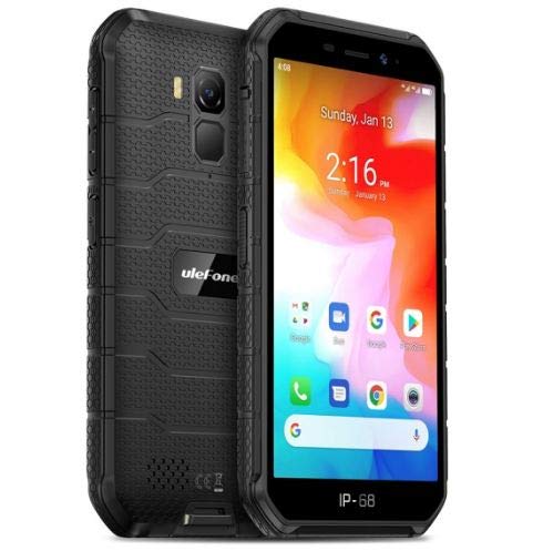 Ulefone Armor X7 (2020), Android 10 Outdoor Smartphone Ohne Vertrag, Quad-Core 2GB+16GB, IP68 Robustes Handy 13 MP Unterwasserfotografie, 4000mAh Akku, NFC/GPS/DUAL SIM/Gesichts Entsperrung Schwarz von Ulefone