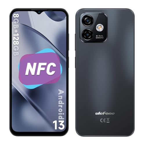 Ulefone Note 16 Pro Handy Ohne Vertrag, 16GB RAM + 128GB ROM/TF 256GB Smartphone Ohne Vertrag, 50MP Kamera, 6.52" HD+ Android 13 Smartphone, 4400mAh Dual SIM 4G/NFC/OTG/Face ID/Fingerprint- Schwarz von Ulefone