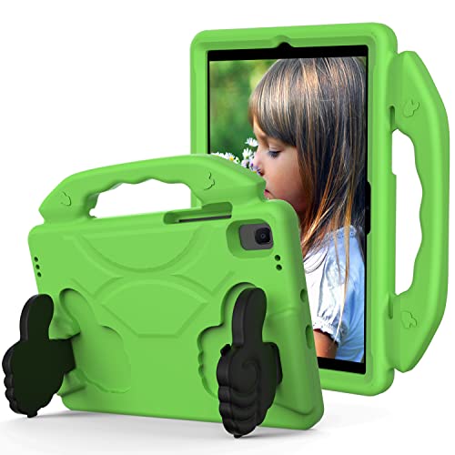 Uliking Für Samsung Galaxy Tab A8 10.5 2022 Android Tablet (SM-X200/X205/X207), Galaxy Tab A8 Hülle für Kinder, [Fingerschutz] [Griff & Ständer] Stoßfeste Schutzhülle Skinshell, Grün von Uliking