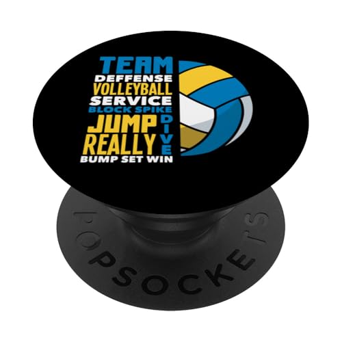 Volleyball Team Deffense Jump Dive Win PopSockets Klebender PopGrip von Ultimative Volleyball-Geschenke Für Spieler Fans