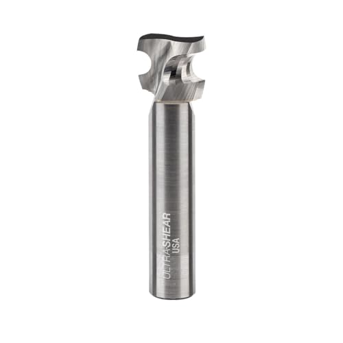 Ultra-Shear Metrische halbrunde Oberfräsen-Bits, 8 mm, 1,27 cm Schaft, 2 Nuten, Hartmetallkopf, hergestellt in den USA, passend für Festool DF500 & DF700 Einsteckschlitze – US508MHR von Ultra-Shear