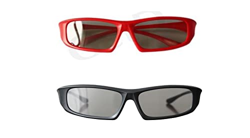 Ultra 1 Paar Schwarz und 1 Rot Erwachsene Passive 3D Brille für TV Männer Frauen Polarisierte Wraparound für die Verwendung mit RealD Filmen Kinos Fernsehern und Projektoren 3D Kino Brille von UltraByEasyPeasyStore