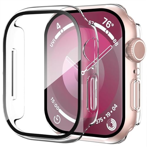 Uluck 2 Stück Hard Hülle mit Glas Displayschutz Kompatibel Apple Watch Series 10 46mm, Displayschutz Rundum Schutzhülle Ultradünnes Schutz Case, Transparent von Uluck