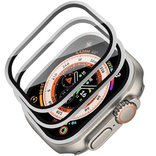 Uluck 3 Stück panzerglas für Apple Watch Ultra/Ultra 2 49mm, Displayschutz aus Gehärtetem Glas, Blasenfreie, Wasserdicht, Ölbeständig, Kratzfest, HD, Volle Abdeckung von Uluck