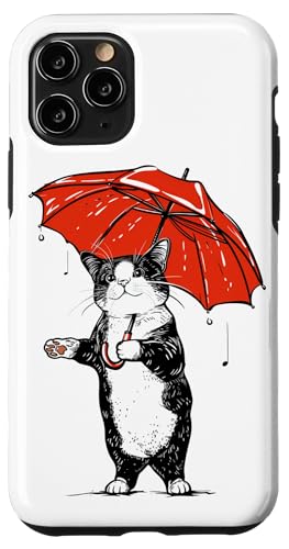 Hülle für iPhone 11 Pro Skurrile Katze mit Regenschirm für einen einzigartigen Look von Umbrella Cat Outfit