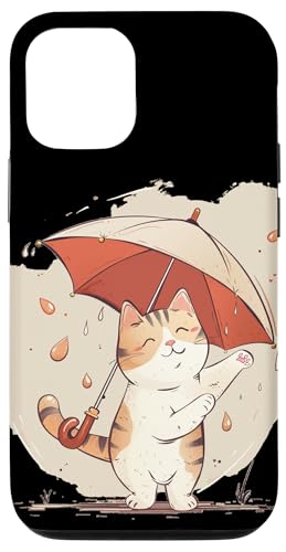 Hülle für iPhone 15 Cool Kitty mit Regenschirm für einen modernen Twist von Umbrella Cat Outfit