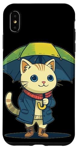 Hülle für iPhone XS Max Verspieltes Kätzchen mit Regenschirm für einen einzigartigen Look von Umbrella Cat Outfit