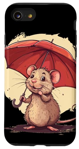 Hülle für iPhone SE (2020) / 7 / 8 Stilvolle Maus mit Regenschirm für kühne Abnutzung von Umbrella Mouse Outfit