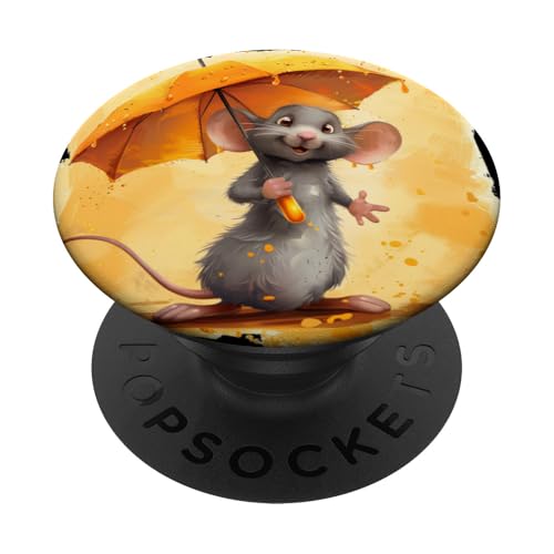 Trendige Maus mit Regenschirm für modernen Stil PopSockets mit austauschbarem PopGrip von Umbrella Mouse Outfit