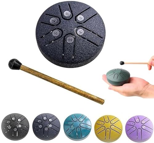 Umikk Regentrommel für den Garten, Chakra-Trommel Für Regen, Stahlzungentrommel, Regenglocke, Steel Tongue Drum 3 Inches 6 Notes, Wasserdicht, Regentrommel für Garteninstrument (Dunkelblau) von Umikk