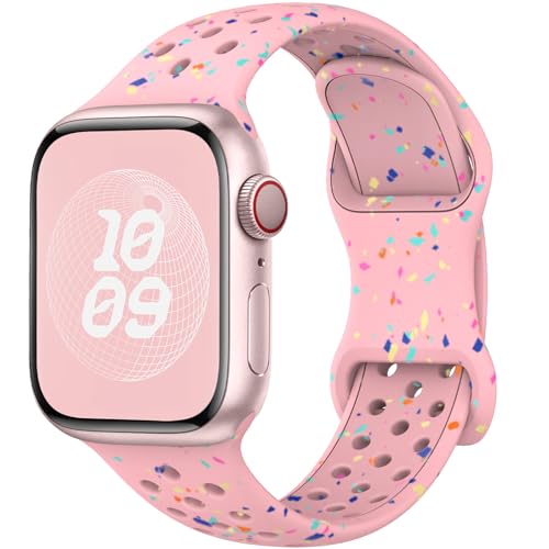 Unbeinst Sport Armband Kompatibel mit Apple Watch Armband 45mm 41mm 40mm 44mm 49mm 42mm 38mm,Weiche Silikon Band Ersatz Armband für iWatch SE Ultra/Ultra 2,Series 9 8 7 6 5 4 3 2 1 für Damen Herren von Unbeinst