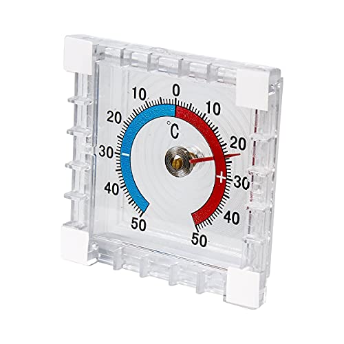 TRI Außen-Thermometer, Analog Fenster Klebe, Fensterthermometer, Wetterstation, Kunststoff Temperaturanzeige, 7,5 x 7,5cm von Unbekannt