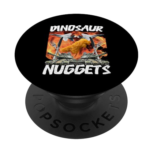 Lustiges Dinosaurier-Huhn-Nugget Bootleg Hardcore Flames Meme PopSockets mit austauschbarem PopGrip von Unhinged Chicken Nugget Memes