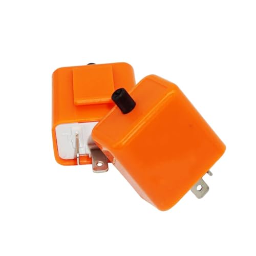 Unifizz Blinkrelais (2-polig) 12 V Motorrad Einstellbare Geschwindigkeit Fixer passt für LED Elektronisches Blinkrelais für Motorräder und Autos Blinker Hyperblitzrelais (Orange, 2 Stück) von Unifizz