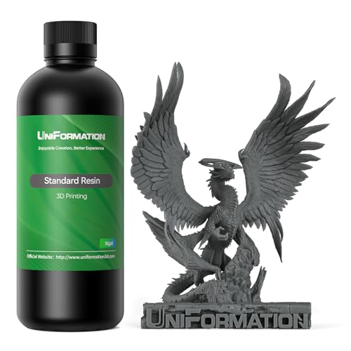 UNIFORMATION HD 3D-Druckerharz Standard Schnell UV-härtendes 3D-Harz auf Pflanzenbasis mit hoher Präzision und niedriger Viskosität Geeignet für SLA/LCD/DLP-Druck Miniaturen,HD Dunkelgrau 3KG von Uniformation