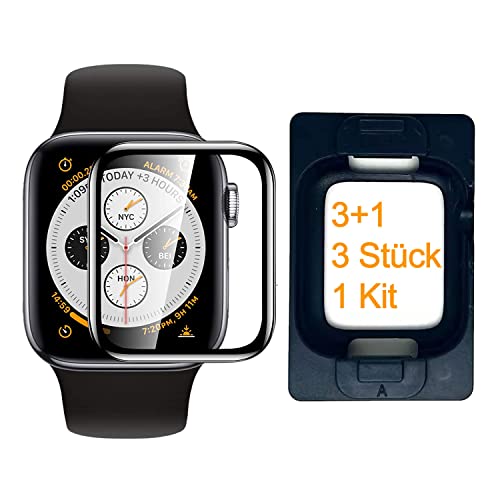 Unimoo U01 [3 Stück + 1 Kit] Schutzfolie für Panzerglas Apple Watch 6/5/4 Series SE/SE2 40mm, [Positionierhilfe für Installation] [Blasenfreies Installations-Kit] [Flexible] [HD] Displayschutzfolie von Unimoo