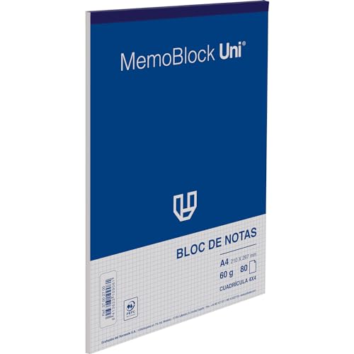 Unipapel 5 Notizblöcke, kariert, 4 x 4, A4, 80 Blatt, Papier 60 g, mikro-perferiert, 29 x 5 x 21 cm, robuste Cotnratapa | Memoblock, Uni von Unipapel